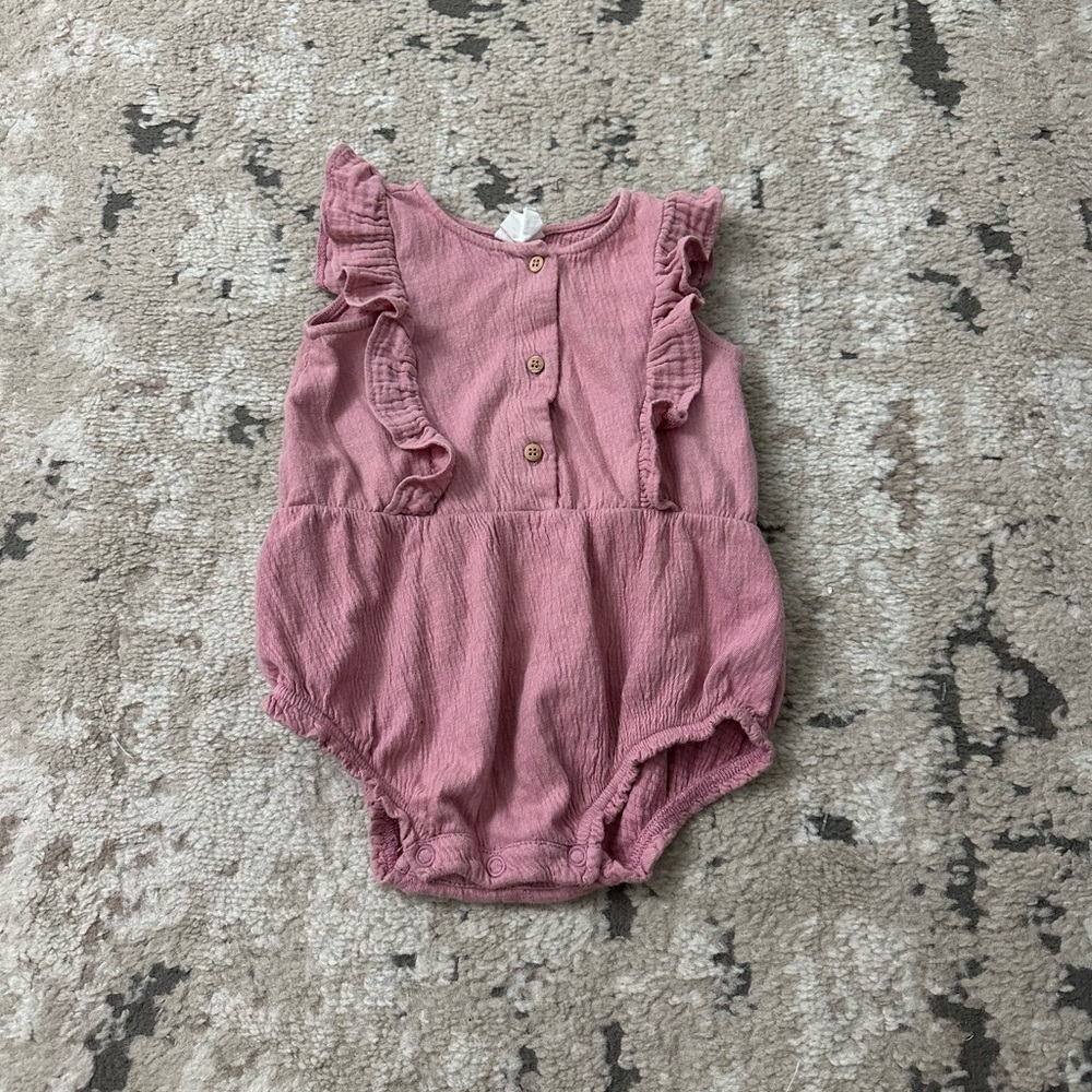 Zara Baby Girl Pink Bubble Romper Size 6-9 Months